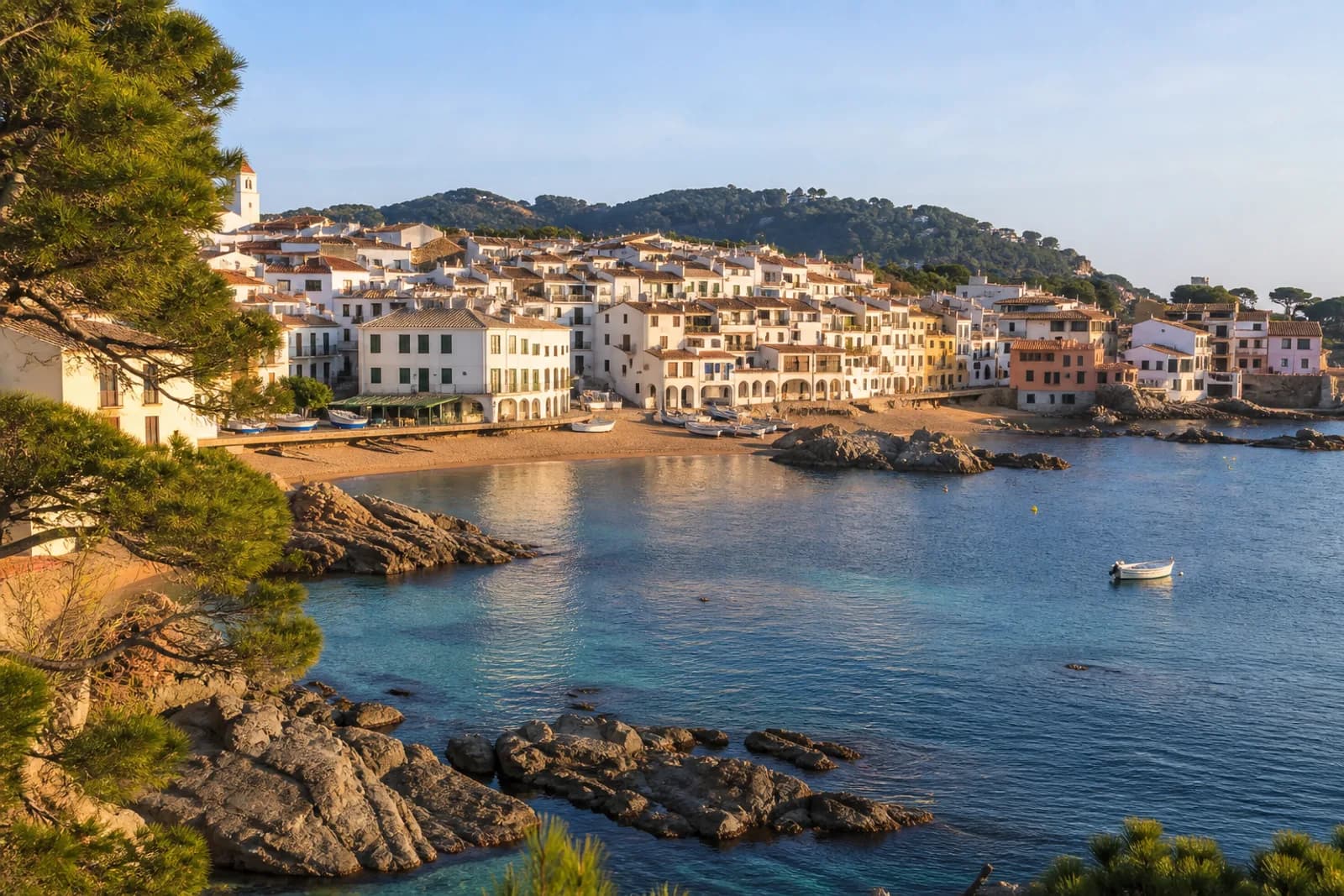 A Costa Brava fishing village beside a rocky Mediterranean cove