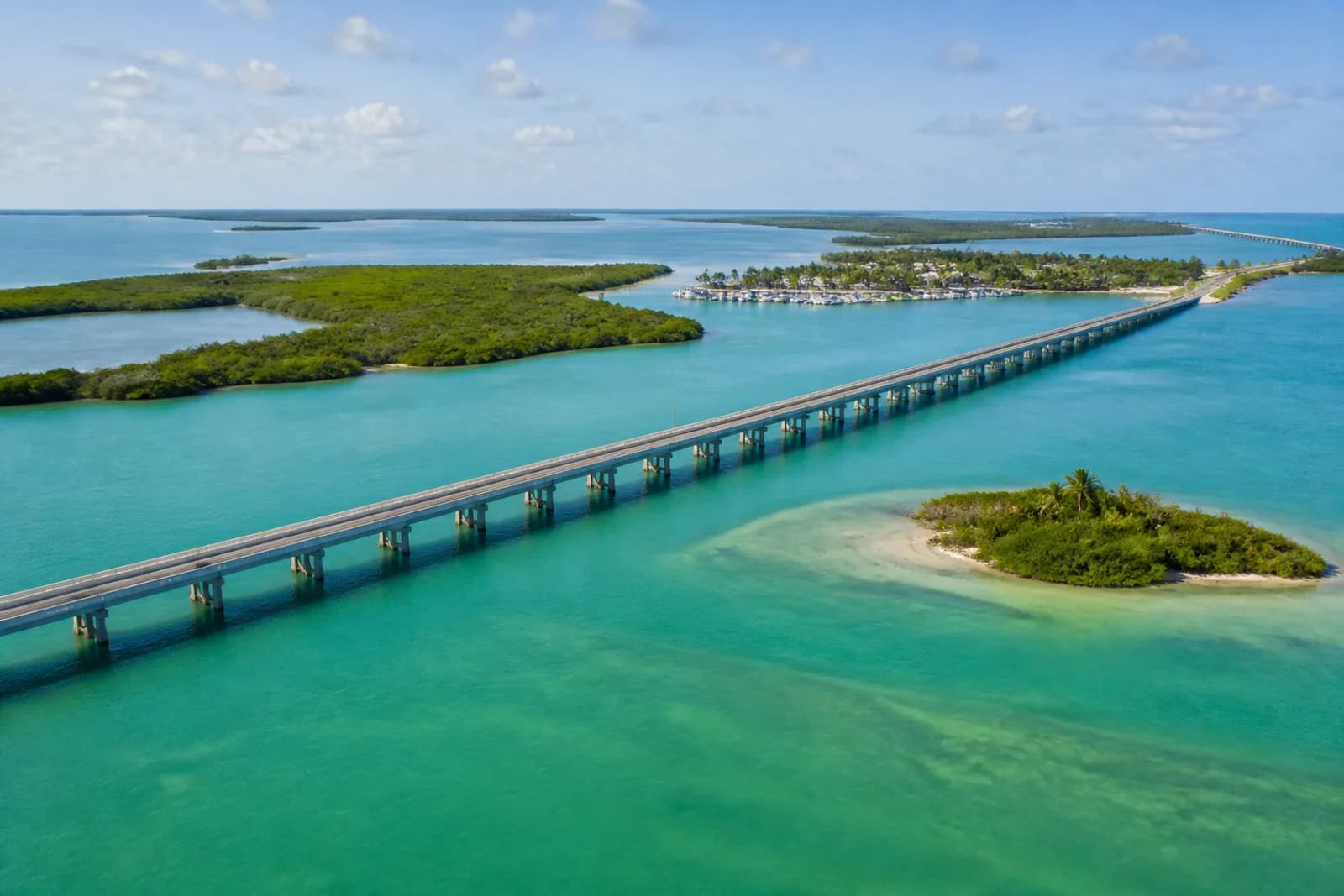 Florida Keys bridge crossing turquoise water between mangrove islands