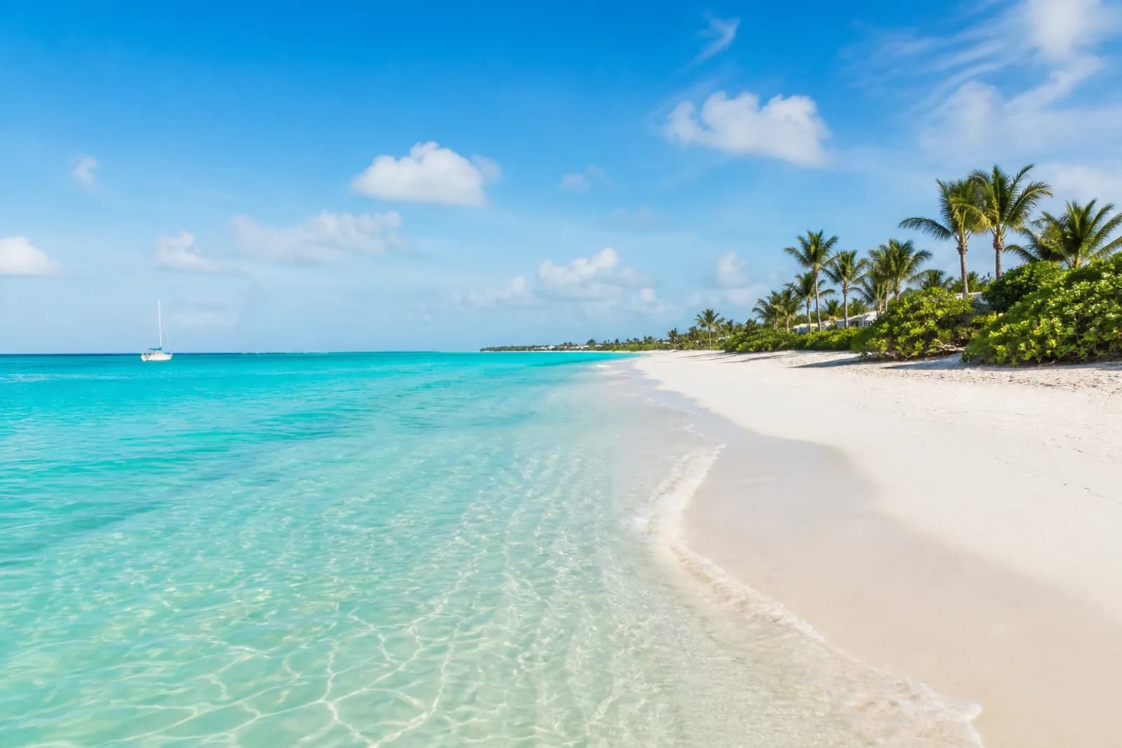 Turks and Caicos white sand and clear turquoise water along Grace Bay